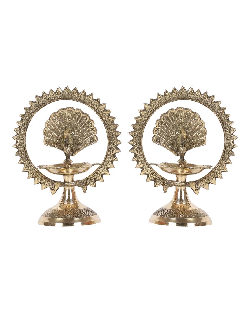 Golden Peacock Brass Kerala Diya's | Set of 2