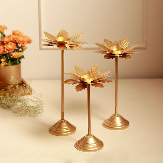 Floral Hammered Detachable Tealight Holders | Set of 3