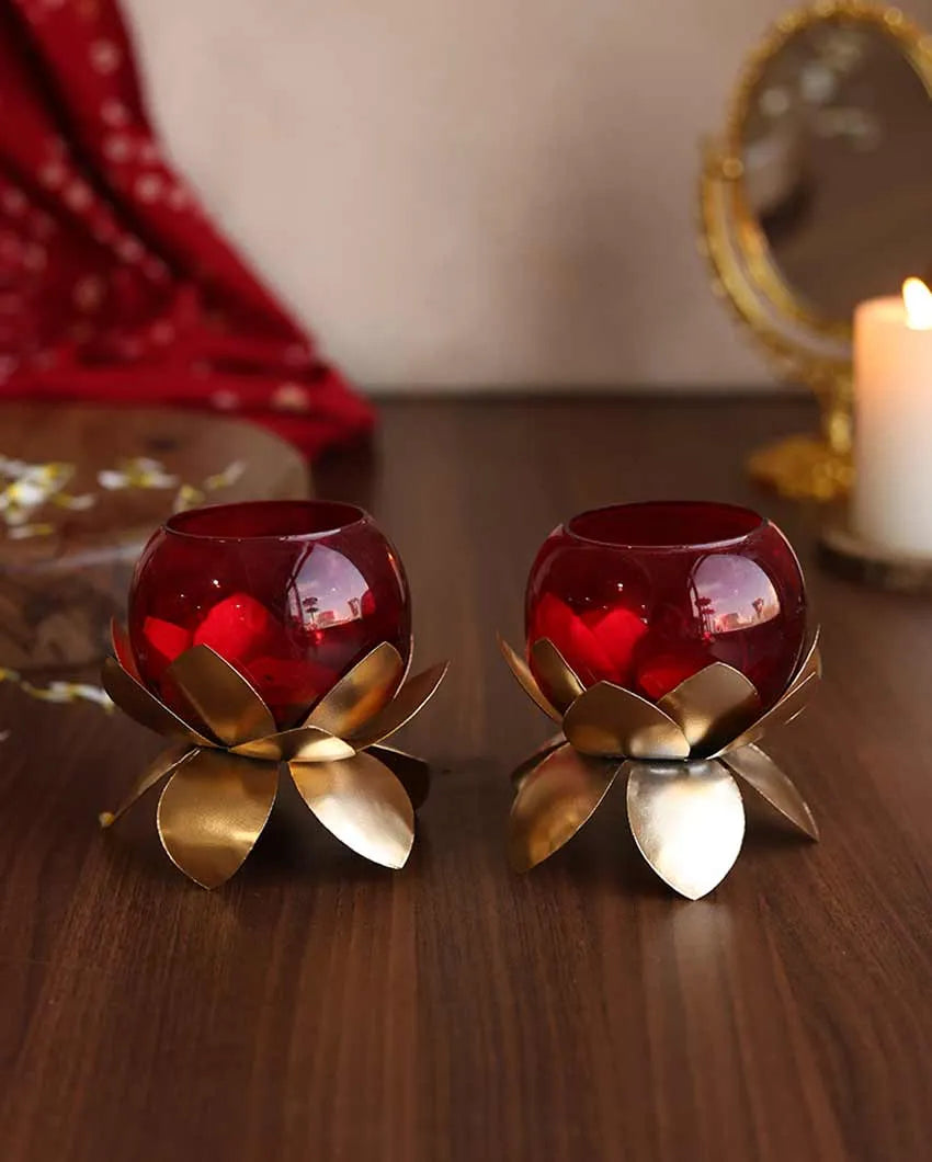 Luminary Lotus Flower Tealight Holders | Set Of 2