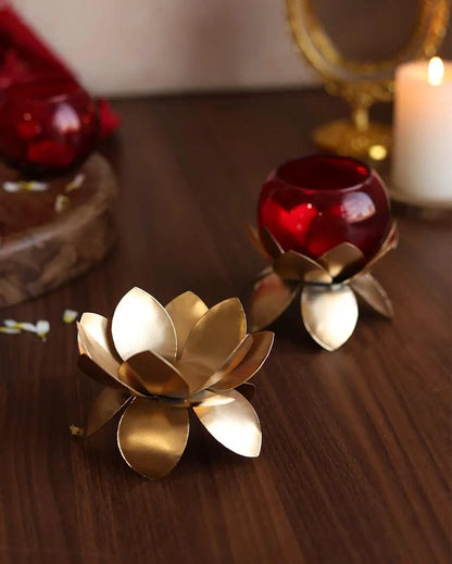 Luminary Lotus Flower Tealight Holders | Set Of 2