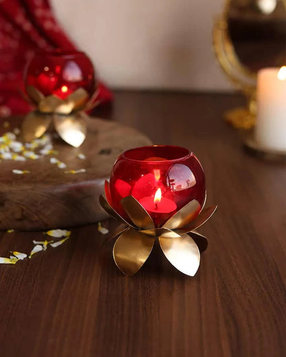 Luminary Lotus Flower Tealight Holders | Set Of 2