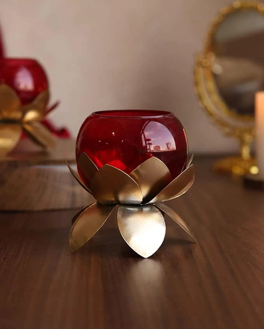 Luminary Lotus Flower Tealight Holders | Set Of 2