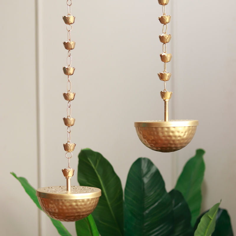 Hanging Urli Tealight Centerpiece | Set of 2 | 6 x 6 x 18 inches