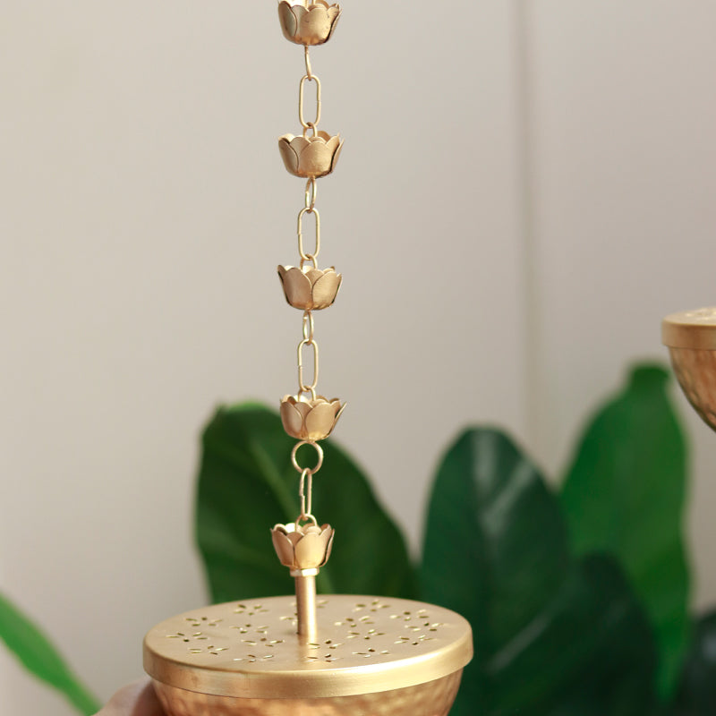 Hanging Urli Tealight Centerpiece | Set of 2 | 6 x 6 x 18 inches