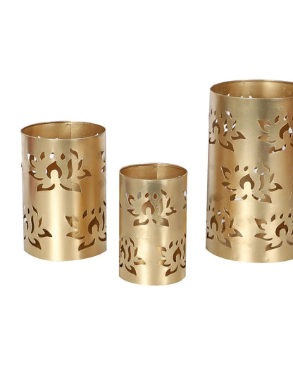 Lotus Etching Votive Iron Tealight Holder | Set Of 4