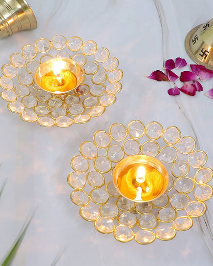 Crystal Brass Akhand Diya | Set of 2