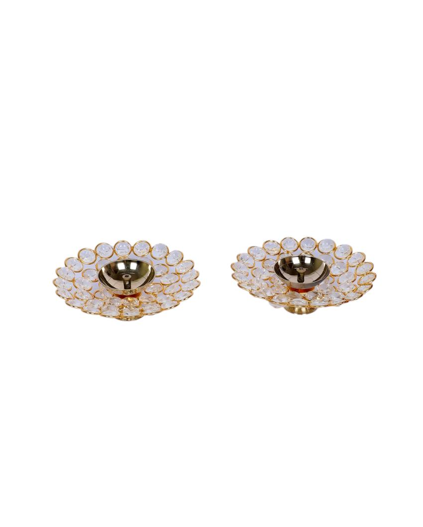 Crystal Brass Akhand Diya | Set of 2