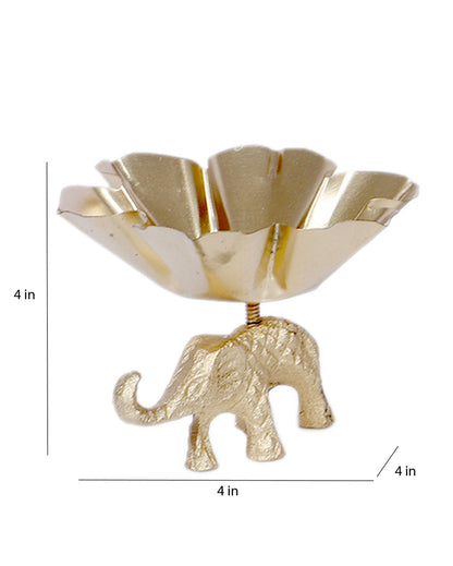 Unique Golden Elephant Bowl Diya | Set of 4 | 4 x 4 inches