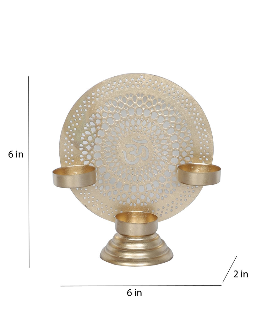 Golden Om Etching Table and Hanging Tealight Holder | Set of 4 | 6 x 6 inches