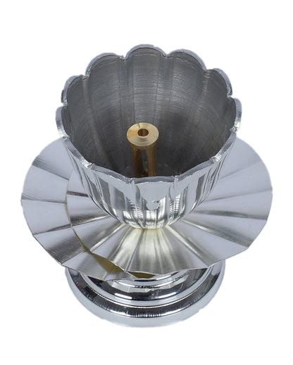 Elegant Silver Akhand Diya With Velvet Box | 3 x 3 inches