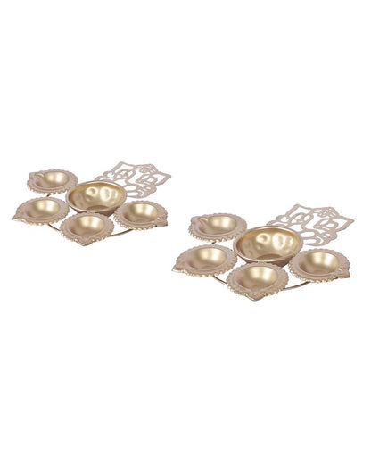 Laxmi Ganesh Iron Urli Diyas | Set Of 2 | 6 x 6 x 3 inches