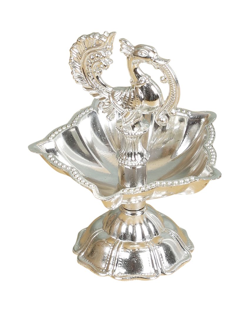 Peacock Aluminum Akhand Diyas | Set Of 2 | 3 x 2 x 4 inches