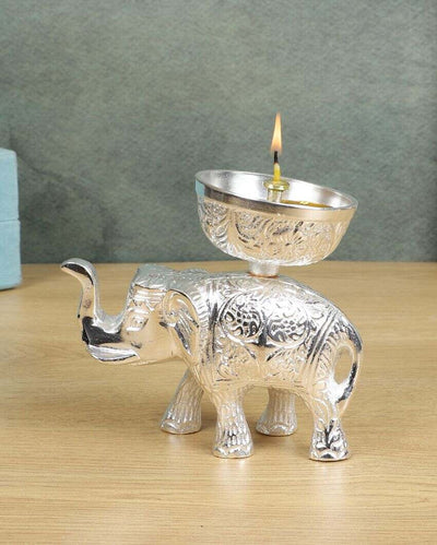 Aluminum Elephant Akhand Diya | 5 x 3 x 5 inches