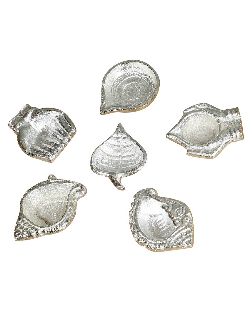 Aluminum Silver Diyas | Set Of 6 | 3 x 3 inches