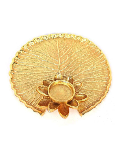 Gold Aluminum Pooja Thali | 7 x 7 x 2 inches