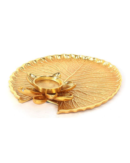 Gold Aluminum Pooja Thali | 7 x 7 x 2 inches