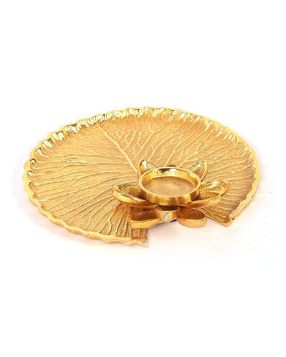 Gold Aluminum Pooja Thali | 7 x 7 x 2 inches