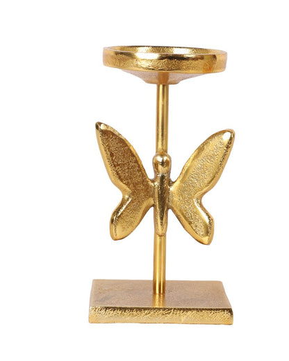 Elegant Golden Butterfly Design Candle Stand | Set of 2 | 3 x 8 inches