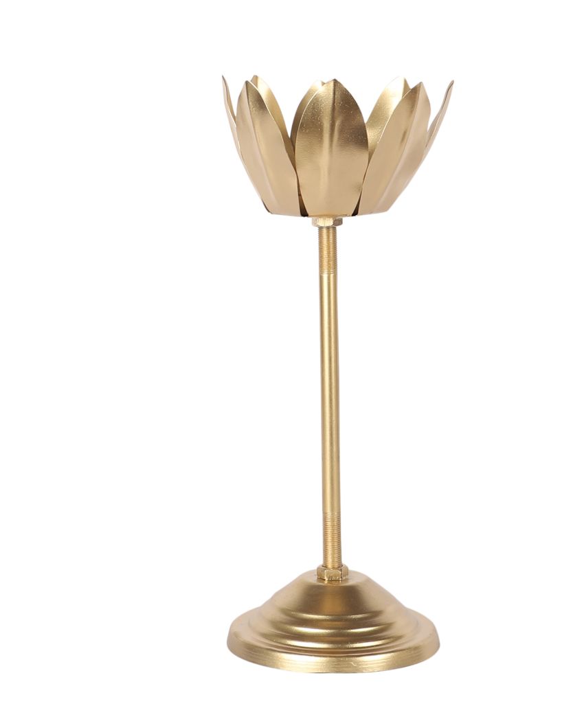 Exclusive Golden Shade Lotus Candle Holder | Set of 3