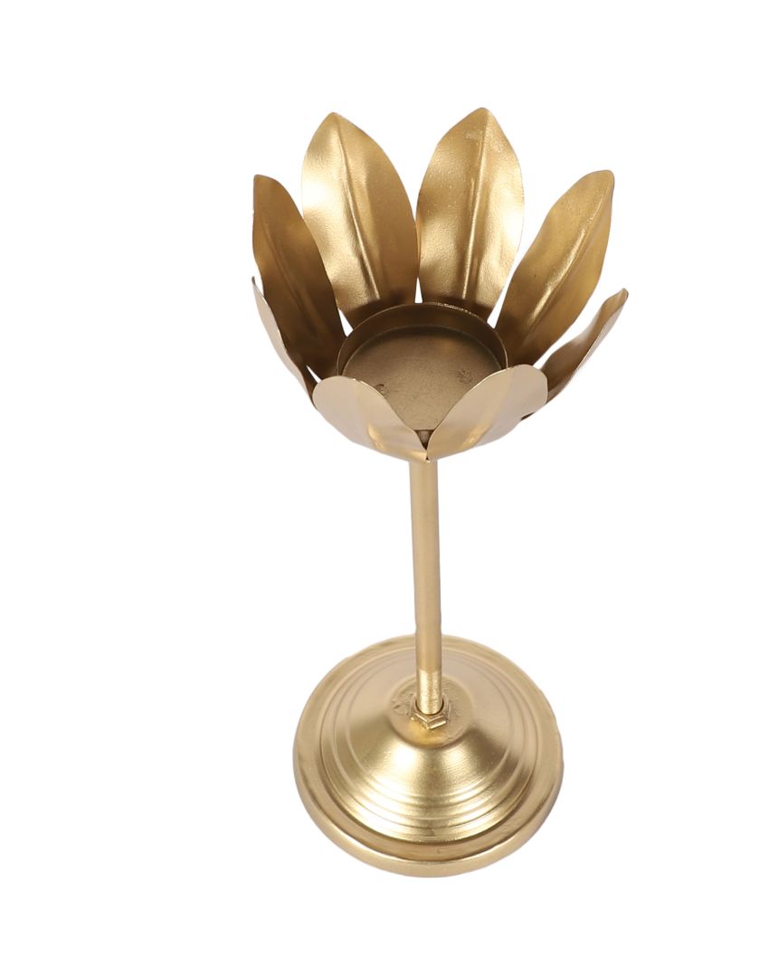 Exclusive Golden Shade Lotus Candle Holder | Set of 3