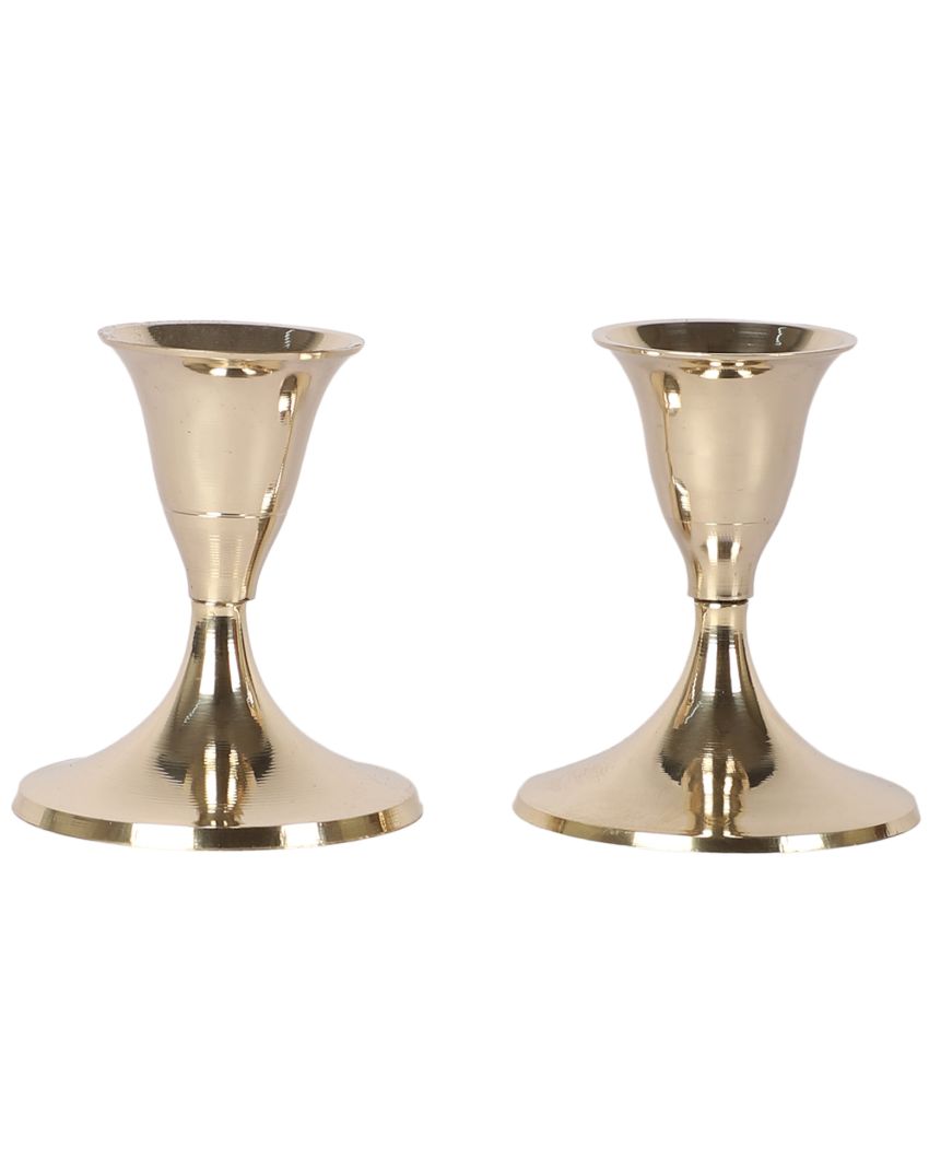 Innovative Brass Shade Candle Stand | Set of 2 | 2 x 4 inches