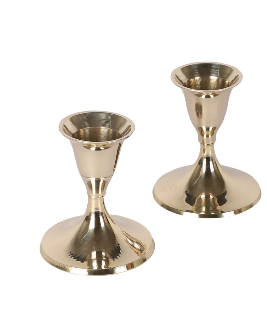 Innovative Brass Shade Candle Stand | Set of 2 | 2 x 4 inches