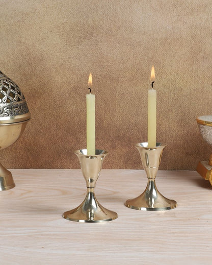 Innovative Brass Shade Candle Stand | Set of 2 | 2 x 4 inches