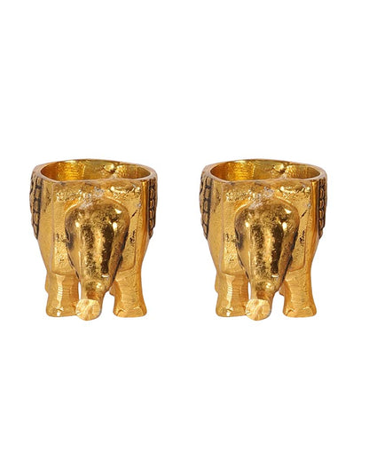 Aluminium Elephant Tealight Holders | Set Of 2 | 3 x 3 x 5 inches