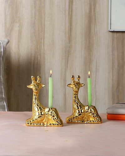 Aluminium Giraffe Candle Stands | Set Of 2 | 4 x 3 x 5 inches