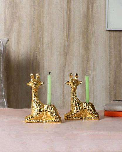 Aluminium Giraffe Candle Stands | Set Of 2 | 4 x 3 x 5 inches