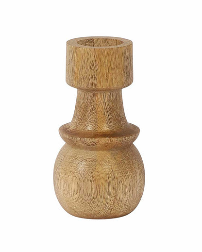 Mango wood Round Base Candle Stands | Set Of 2 | 2 x 6 inches