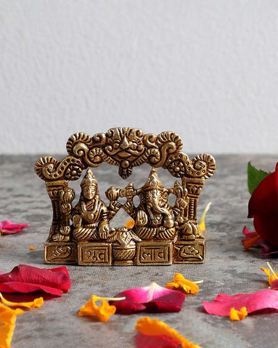 Brass Laxmi Ganesh Idol | 3 x 5 inches