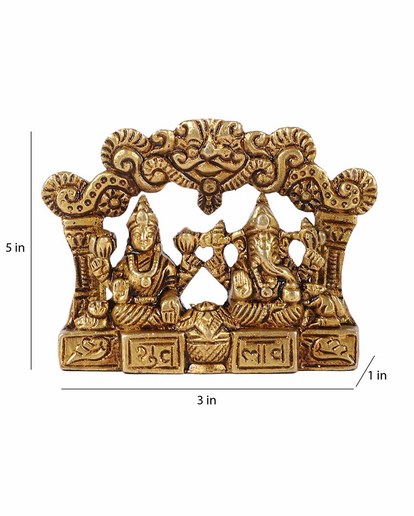 Brass Laxmi Ganesh Idol | 3 x 5 inches