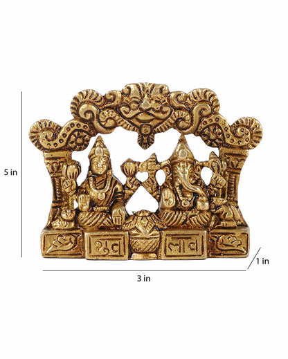 Brass Laxmi Ganesh Idol | 3 x 5 inches
