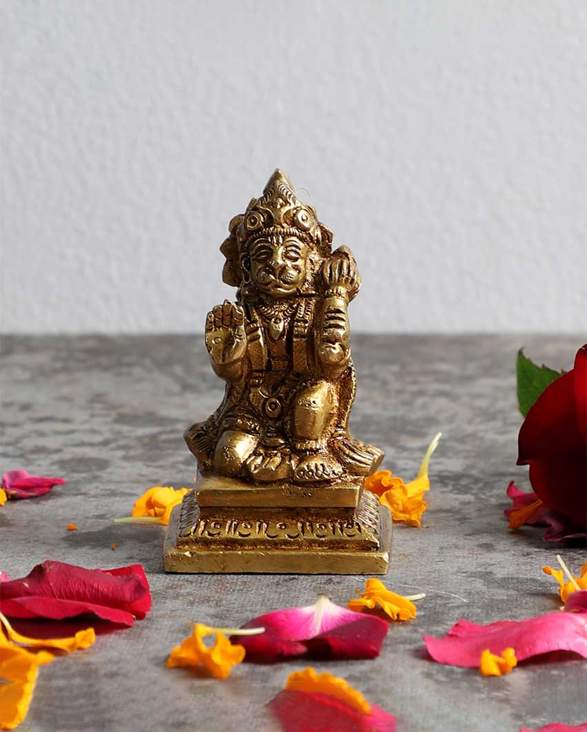 Elegant Brass Lord Hanuman Idol | 4 x 4 x 5 inches
