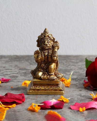 Elegant Brass Lord Hanuman Idol | 4 x 4 x 5 inches