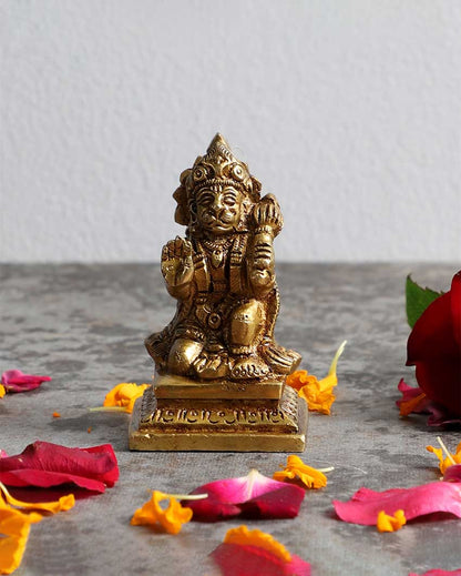 Elegant Brass Lord Hanuman Idol | 4 x 4 x 5 inches