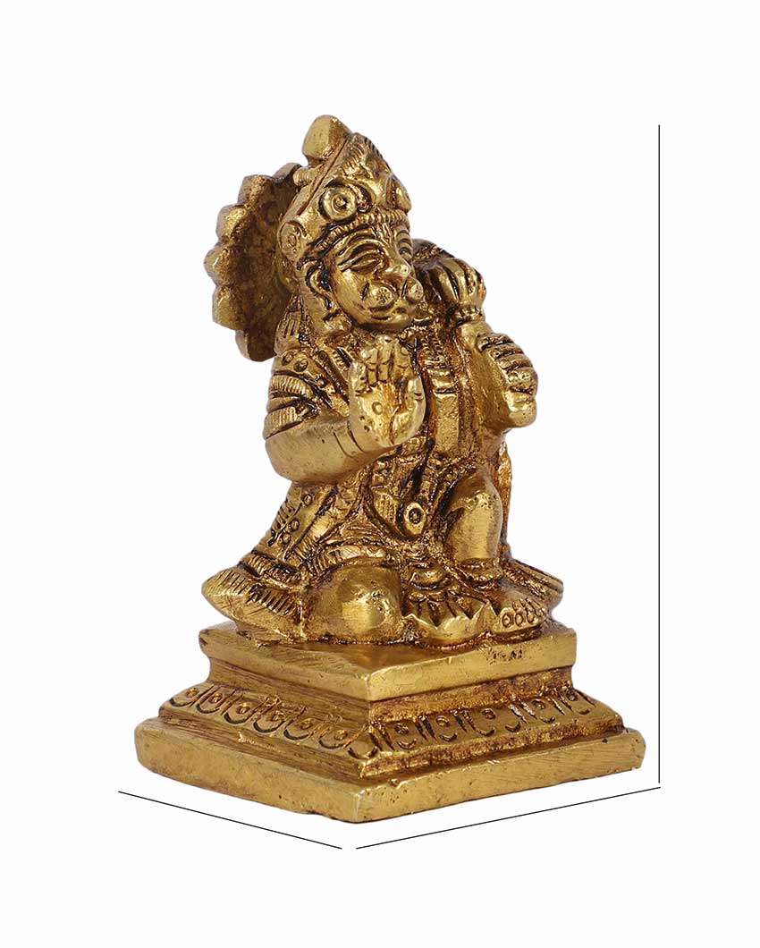 Elegant Brass Lord Hanuman Idol | 4 x 4 x 5 inches