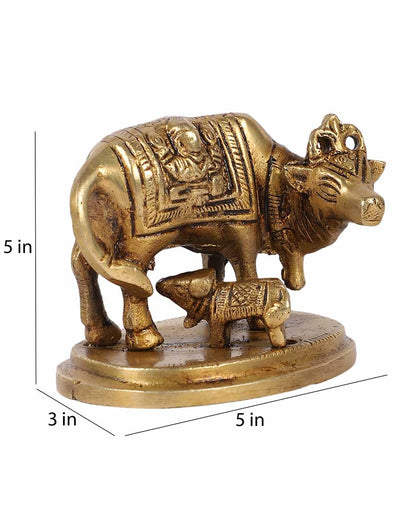 Beautiful Brass Kamdhenu Cow | 5 x 3 x 5 inches