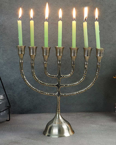 Aluminium Antique Gold Candle Stand | 8 x 12 inches