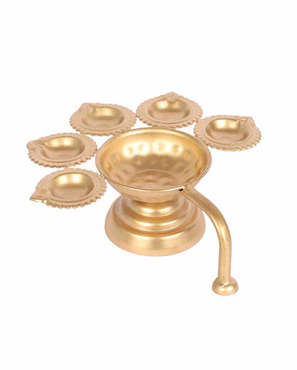 Lotus Design Akhand Dia Jyot with Handle | 7 x 7 x 3 inches