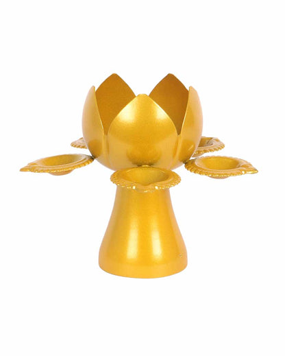 Gold Lotus Tealight Holders | Set Of 2 | 5 x 7 inches