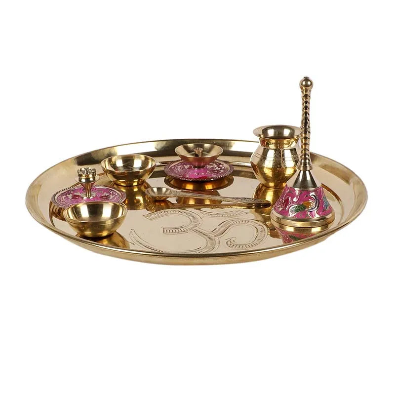 Om Brass Pooja Thali  | Set of 8 Default Title