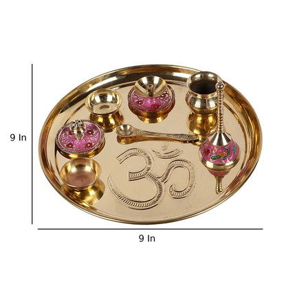 Om Brass Pooja Thali  | Set of 8 Default Title