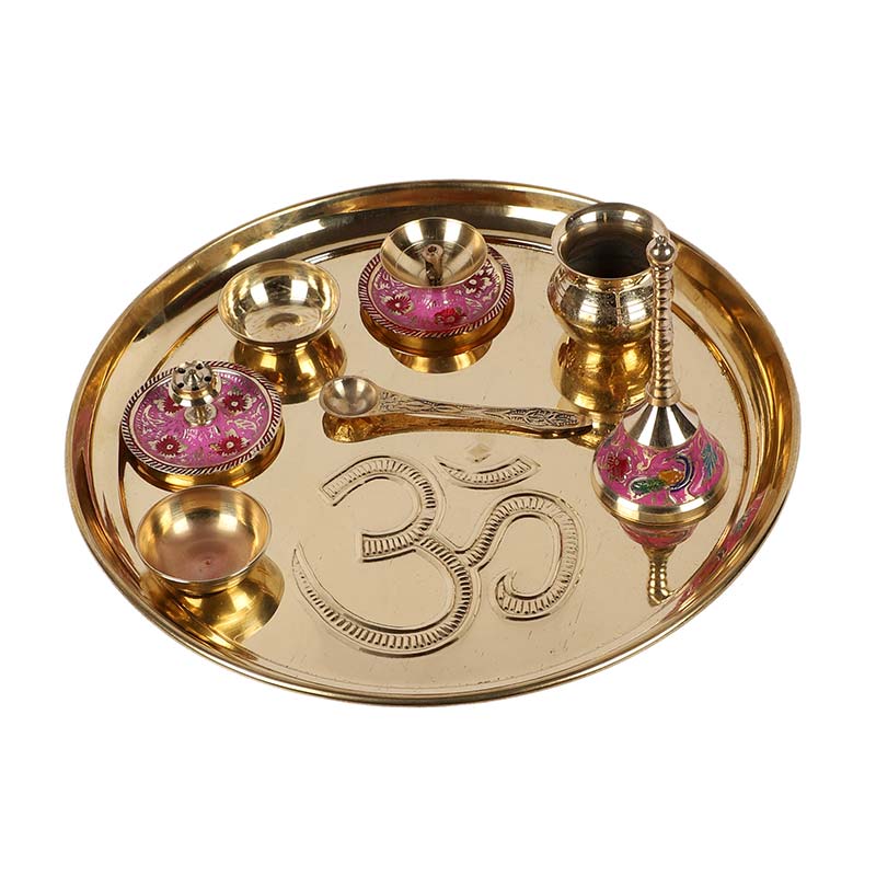 Om Brass Pooja Thali  | Set of 8 Default Title