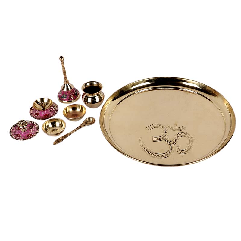 Om Brass Pooja Thali  | Set of 8 Default Title