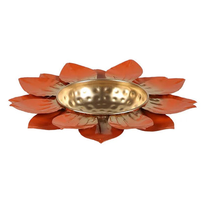 Antique Brass Colorful Lotus Leaves Design Urli - Dusaan