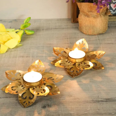 Miniature Leaves Design Tealight Holder | Set Of 2