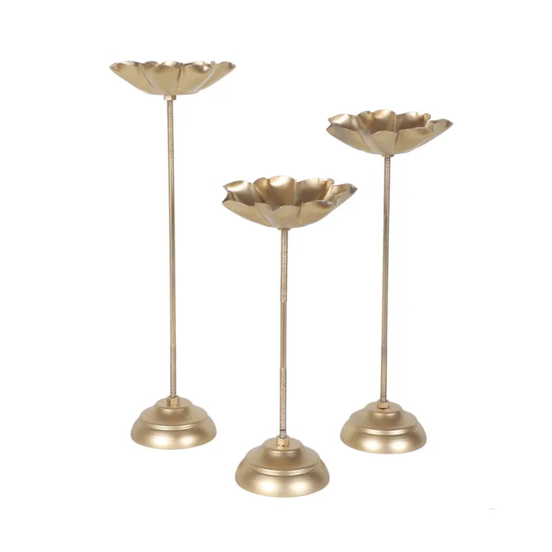 Gold Flower Lotus Blossom Tealight Holders | Pack of 3