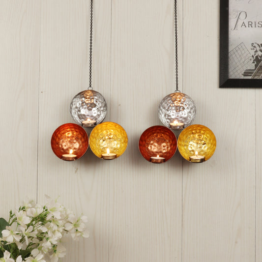 Hanging Tealight With Triple Color Tones | Set of 2